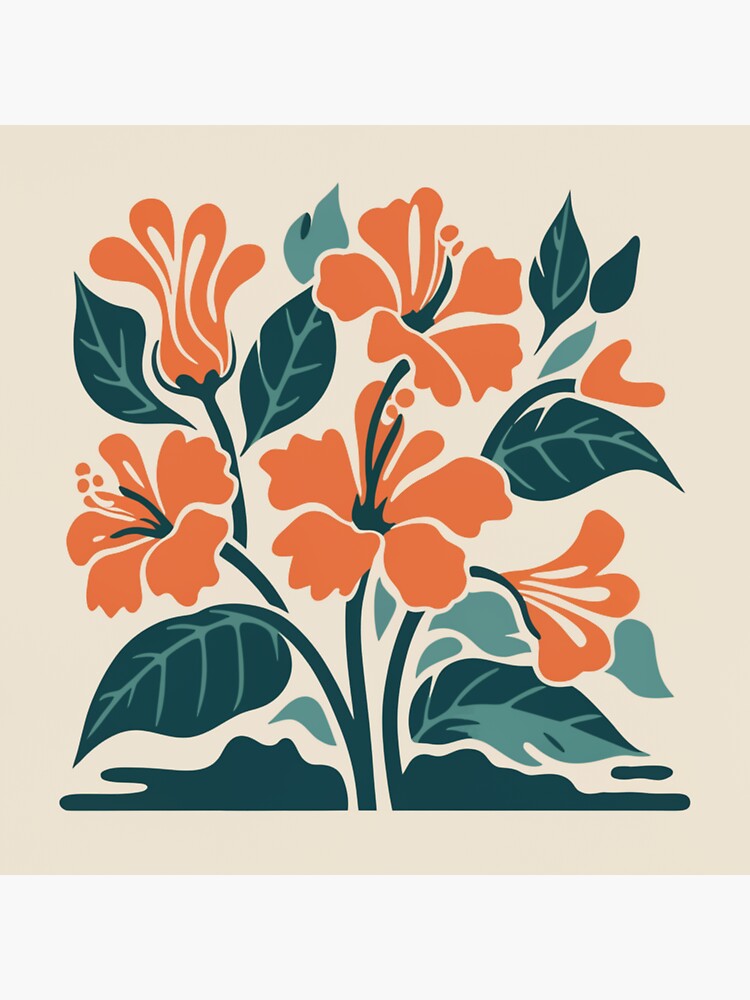 Thumbnail 3 of 3, Magnet, Tropical Hibiscus in Retro Colors – Bold Floral Design designed and sold by Patricks-Art.