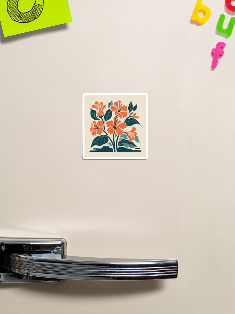 Thumbnail 1 of 3, Magnet, Tropical Hibiscus in Retro Colors – Bold Floral Design designed and sold by Patricks-Art.