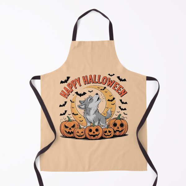 Item preview, Howling Wolf Pup with Pumpkins and Halloween Moon designed and sold by BirdsnStuff.