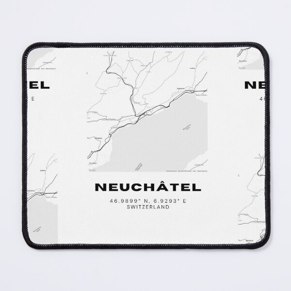 Item preview, Minimalist Black & White Neuchâtel, Switzerland City Map designed and sold by RM-Journey.