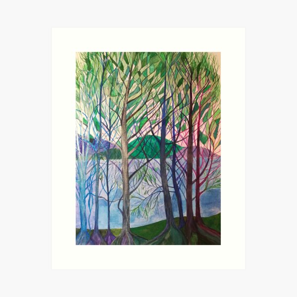 Item preview, Silver trees at a lake painting designed and sold by esvb.