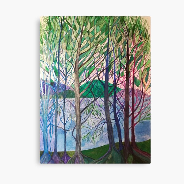 Item preview, Silver trees at a lake painting designed and sold by esvb.