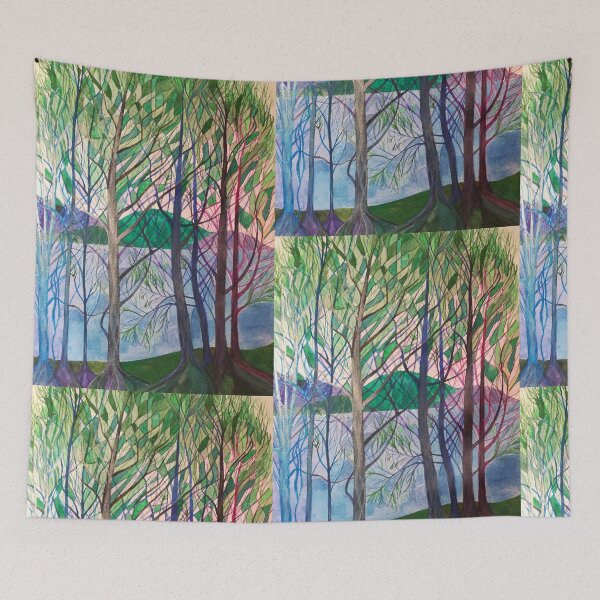 Item preview, Silver trees at a lake painting designed and sold by esvb.