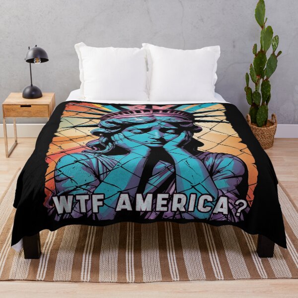 Item preview, WTF America Statue of Liberty In Cage Anti-Fascism T-shirt designed and sold by EthosWear.