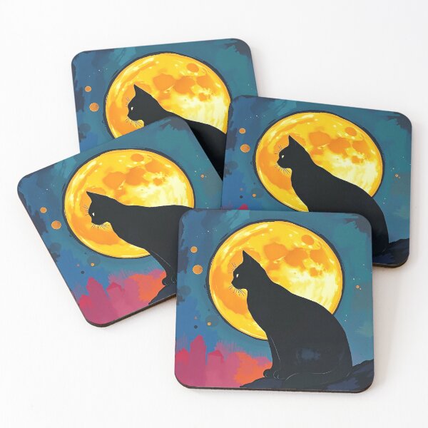 Item preview, Cat and moon impressionist painting designed and sold by NatalieOlan.