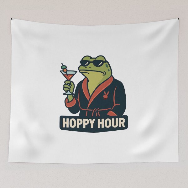 Item preview, Dandelion Frog - Retro Chill Frog in Robe Drinking Cocktail | Vector Art Sticker designed and sold by WAUZ.
