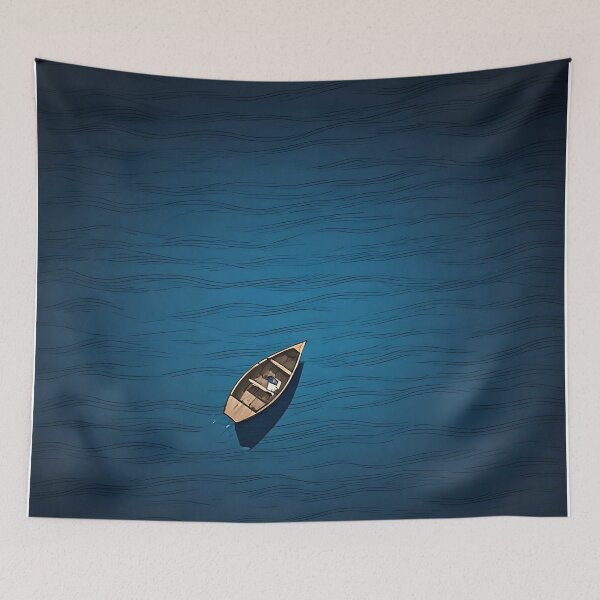 Item preview, Lonely boat in the ocean designed and sold by NatalieOlan.