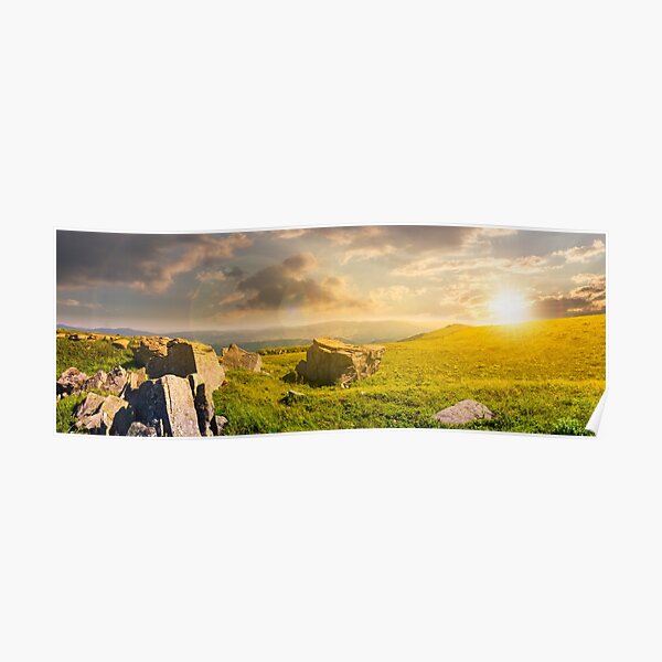 beautiful panorama of Runa mountain at sunset Poster