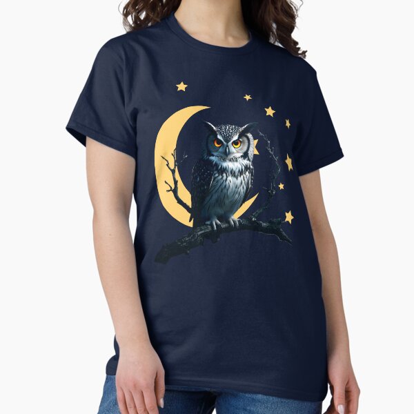 Vista previa del artículo con la obra «Observador lunar: Búho bajo las estrellas», diseñado y vendido por Harmon Luxe Studio .