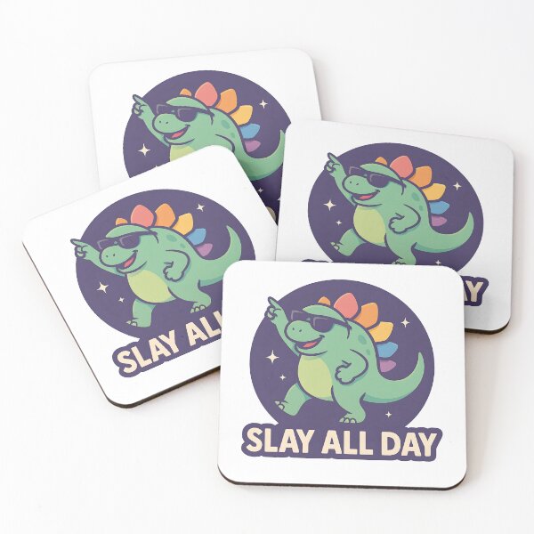 Item preview, “Slay All Day” – Dancing StegaySaurus Pride Sticker designed and sold by WAUZ.