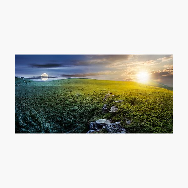 time change concept over panoramic landscape Photographic Print