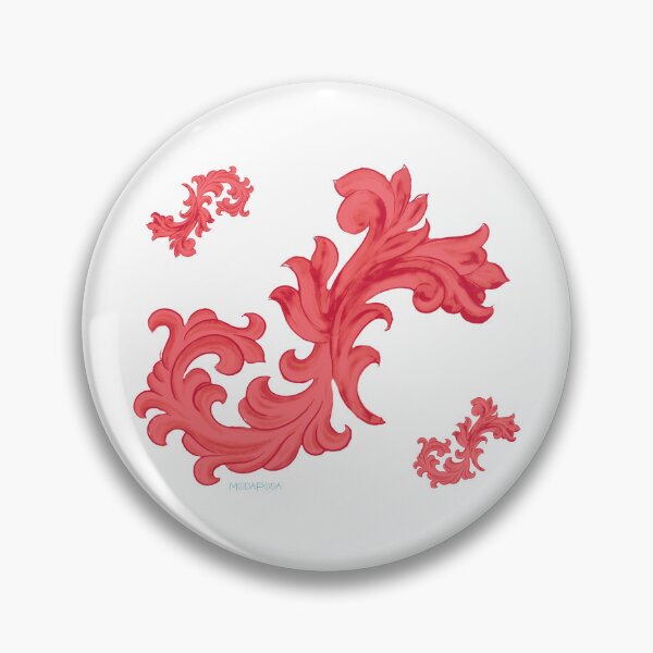Item preview, ModaPosa Red White Baroque Swirl Flourish Gothic Repeat designed and sold by ModaPosa by Michael Alexander.