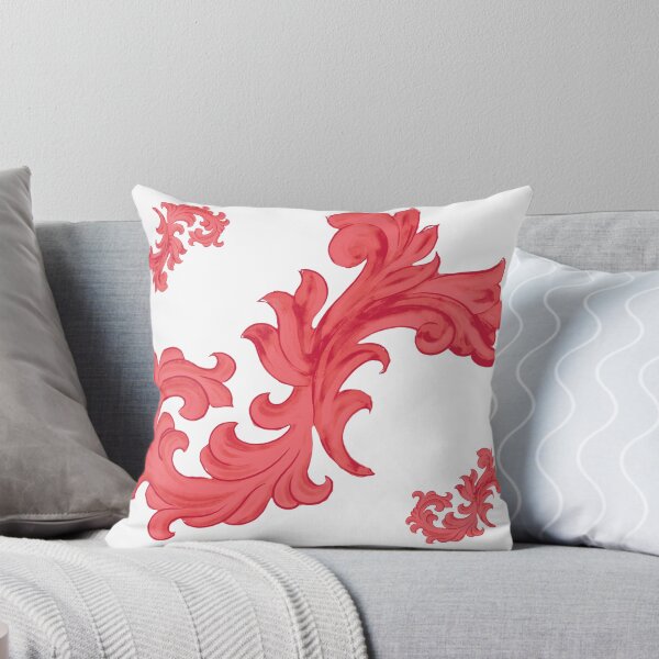 Item preview, ModaPosa Red White Baroque Swirl Flourish Gothic Repeat designed and sold by ModaPosa by Michael Alexander.