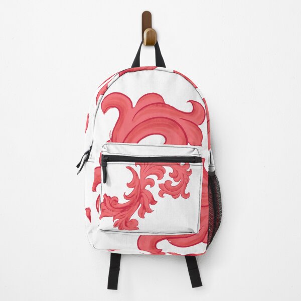Item preview, ModaPosa Red White Baroque Swirl Flourish Gothic Repeat designed and sold by ModaPosa by Michael Alexander.