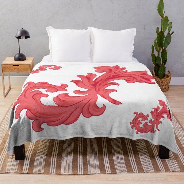 Item preview, ModaPosa Red White Baroque Swirl Flourish Gothic Repeat designed and sold by ModaPosa by Michael Alexander.