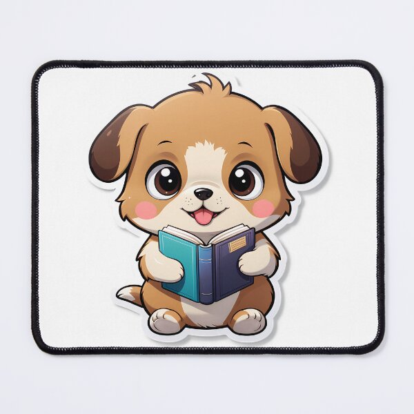Item preview, Puppy Dog reading for book lover, reader, teacher librarian designed and sold by AnimalMenagerie.