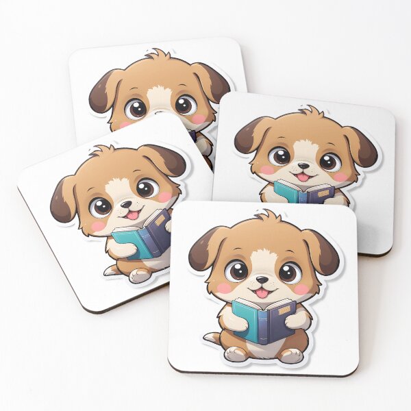 Item preview, Puppy Dog reading for book lover, reader, teacher librarian designed and sold by AnimalMenagerie.