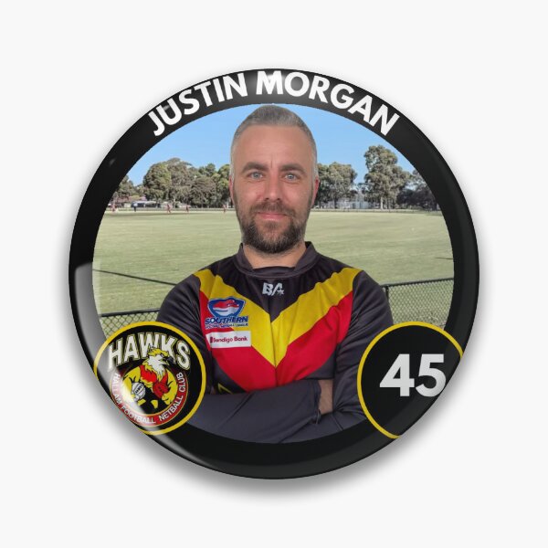 Vista previa del artículo con la obra «Insignia de jugador - #45 - Justin Morgan», diseñado y vendido por HallamHawks.
