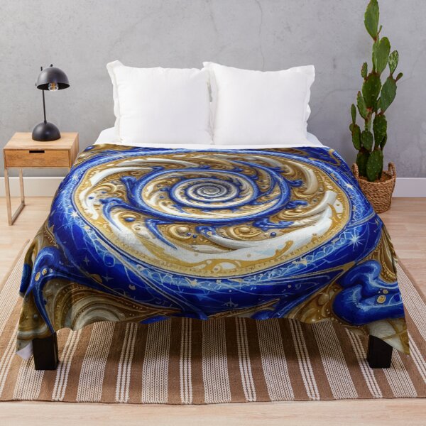Item preview, Abstract Spiral  Blue White Gold Fibonacci Art 258 designed and sold by Vicky Brago-Mitchell®.