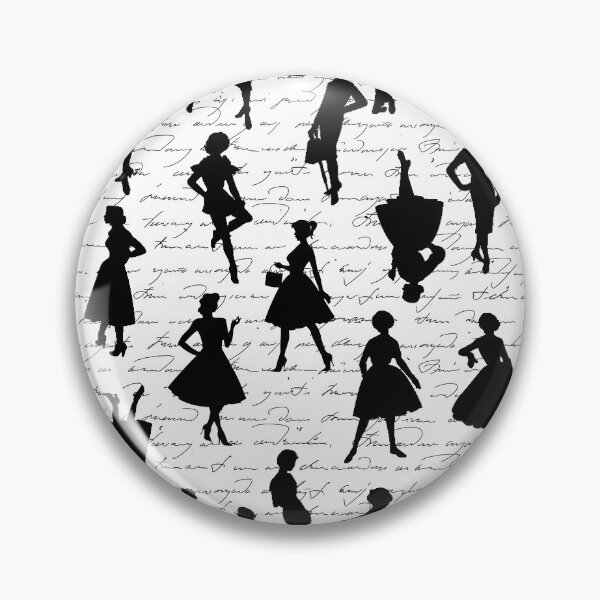 Item preview, white script mid century 1950s vintage silhouette women designed and sold by Gossip Rag.
