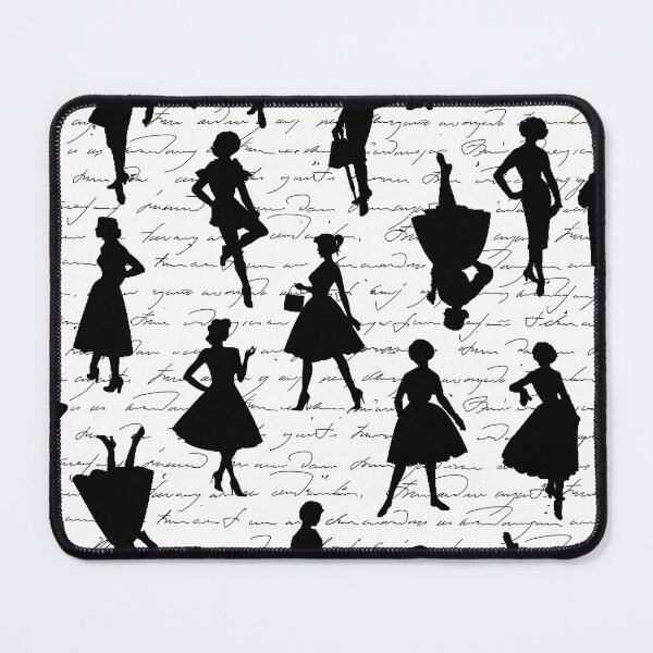 Item preview, white script mid century 1950s vintage silhouette women designed and sold by Gossip Rag.