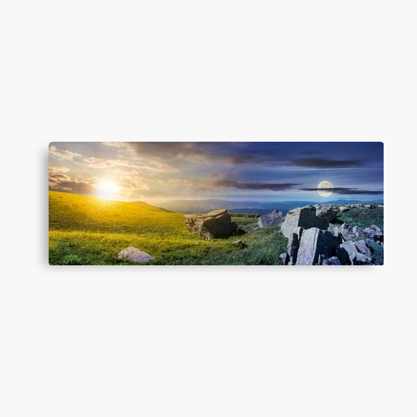 time change over the panorama of Runa mountain Canvas Print