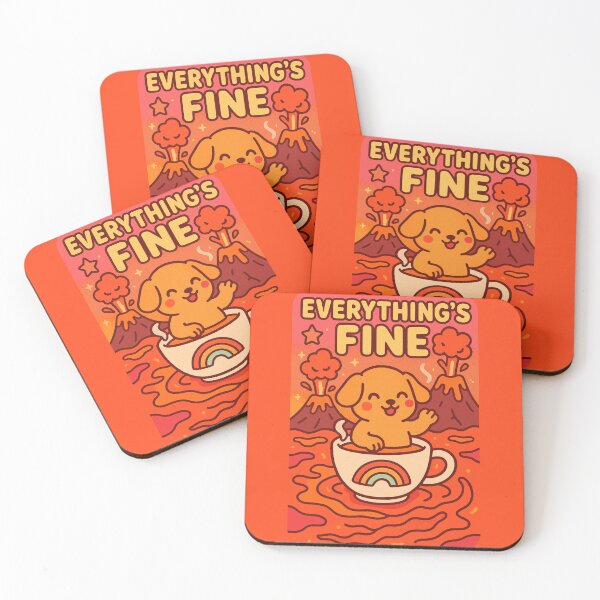 Item preview, Everything’s Fine – Kawaii Lava Dog Sarcastic Art designed and sold by Cheeky Companions.
