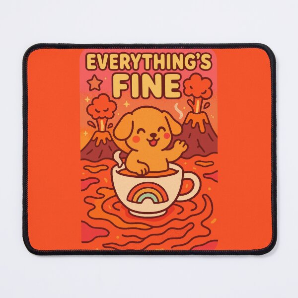 Item preview, Everything’s Fine – Kawaii Lava Dog Sarcastic Art designed and sold by Cheeky Companions.