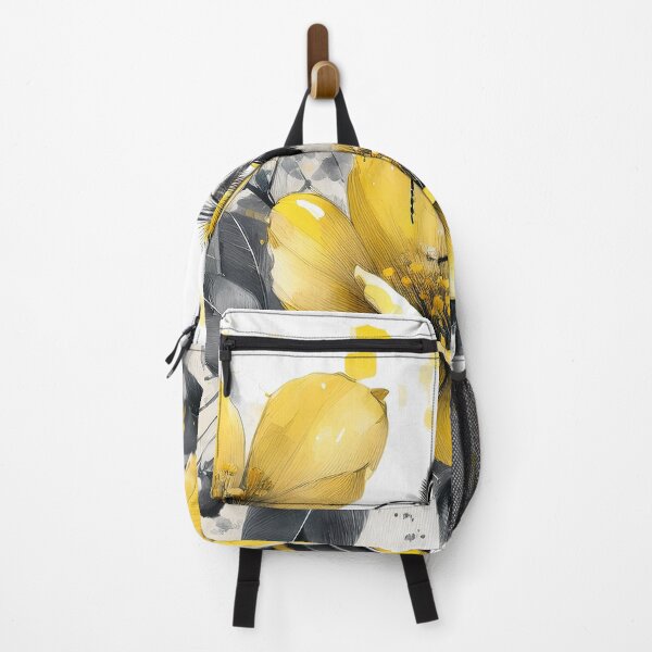 Item preview, BEE gathering pollen, yellow wildflower botanical garden florals, flowers and leaves, spring theme, brilliant colors designed and sold by navitalidesign.