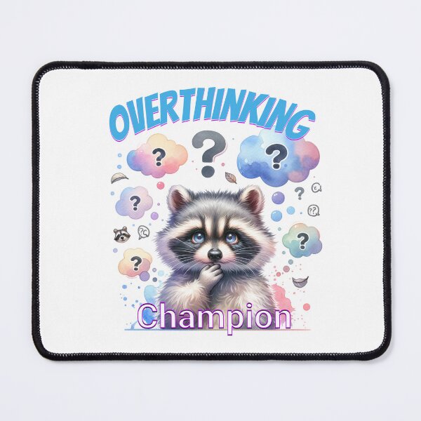 Item preview, Overthinking Champion – Funny Watercolor Raccoon T-Shirt designed and sold by MTeesGA.