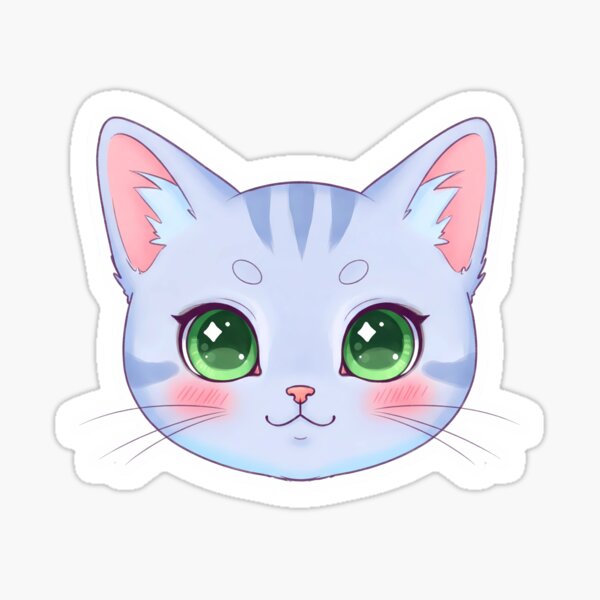 Kawaii Cat Face with Whiskers – So Meowgical! Sticker