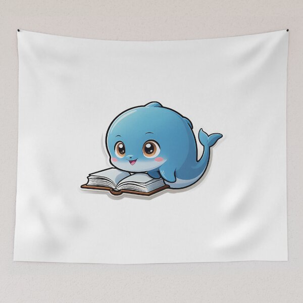 Item preview, Dolphin reading for book lover, reader, teacher librarian designed and sold by AnimalMenagerie.