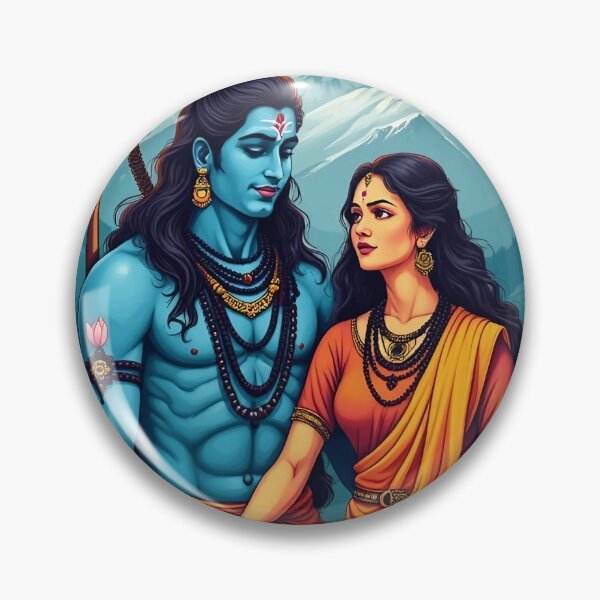 Item preview, Vibrant Shiva Parvati Poster | Retro Pop Art | Divine Couple Art | Bold Hindu Iconography | Spiritual Artwork designed and sold by PaintedPixels01.