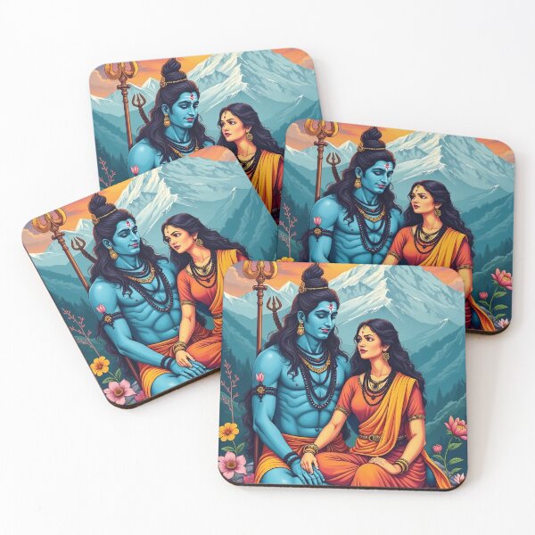 Item preview, Vibrant Shiva Parvati Poster | Retro Pop Art | Divine Couple Art | Bold Hindu Iconography | Spiritual Artwork designed and sold by PaintedPixels01.