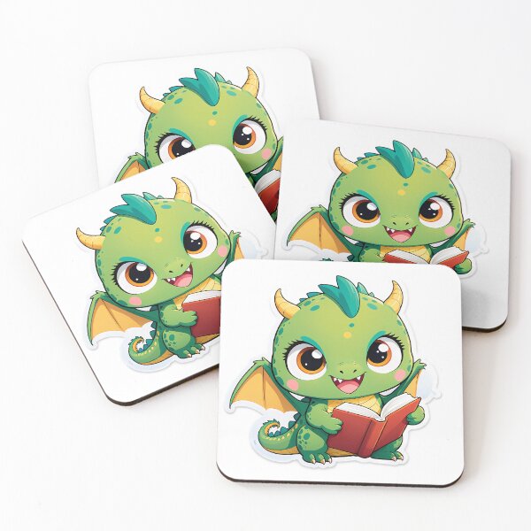 Item preview, Dragon reading for book lover, reader, teacher librarian designed and sold by AnimalMenagerie.