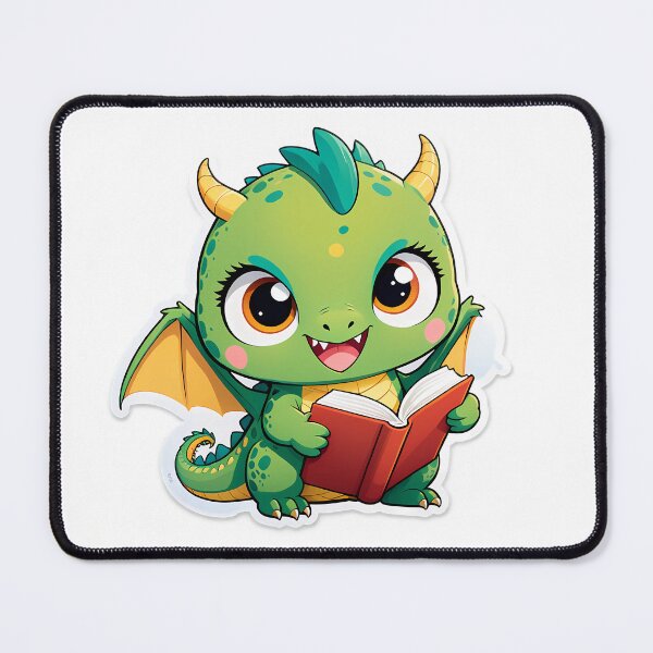 Item preview, Dragon reading for book lover, reader, teacher librarian designed and sold by AnimalMenagerie.