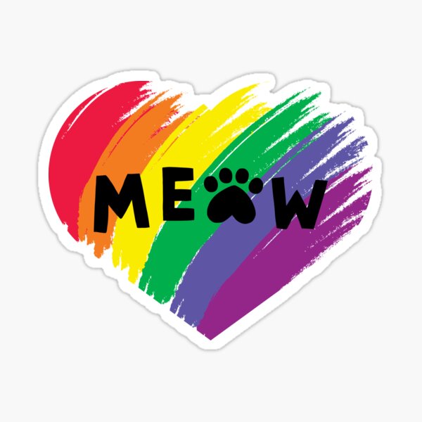 Item preview, Meow PRIDE Heart – Rainbow Flag with Paw Print Cat Design designed and sold by Fredster1966.