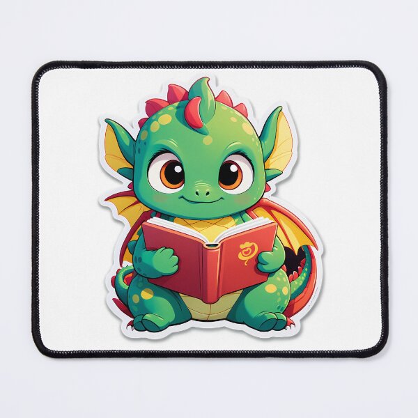 Item preview, Dragon reading a book for book lover, reader, teacher librarian designed and sold by AnimalMenagerie.