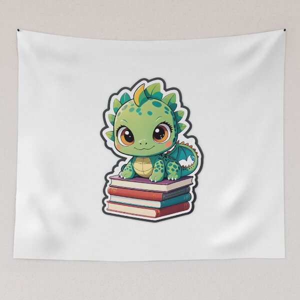 Item preview, Dragon with a stack of books for book lover, reader, teacher librarian designed and sold by AnimalMenagerie.