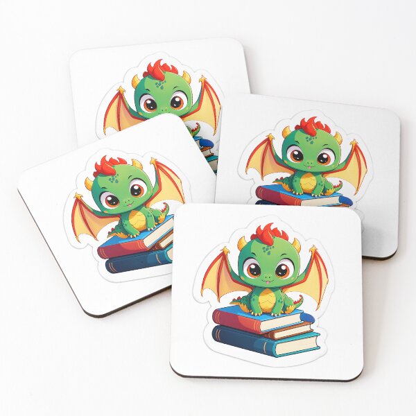 Item preview, Dragon sitting on  a stack of books for book lover, reader, teacher librarian designed and sold by AnimalMenagerie.