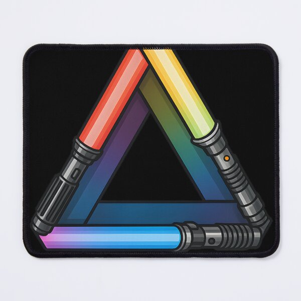 Item preview, Impossible Saber – Penrose Triangle Lightsaber Illusion | Rainbow Sci-Fi Sticker designed and sold by WAUZ.