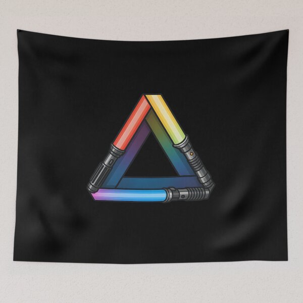 Item preview, Impossible Saber – Penrose Triangle Lightsaber Illusion | Rainbow Sci-Fi Sticker designed and sold by WAUZ.