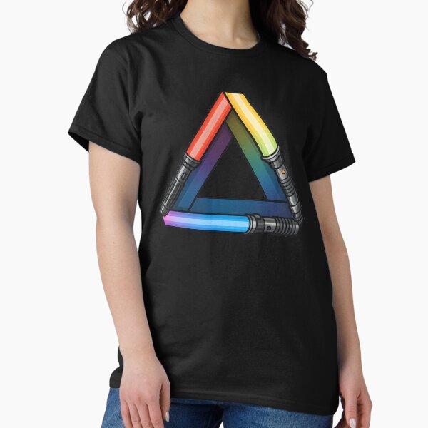 Item preview, Impossible Saber – Penrose Triangle Lightsaber Illusion | Rainbow Sci-Fi Sticker designed and sold by WAUZ.