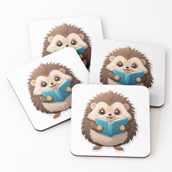 Item preview, Hedgehog reading a book for book lover, reader, teacher librarian designed and sold by AnimalMenagerie.