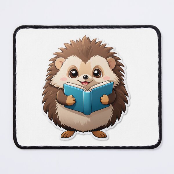 Item preview, Hedgehog reading a book for book lover, reader, teacher librarian designed and sold by AnimalMenagerie.