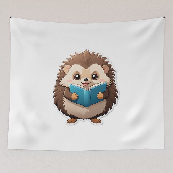 Item preview, Hedgehog reading a book for book lover, reader, teacher librarian designed and sold by AnimalMenagerie.