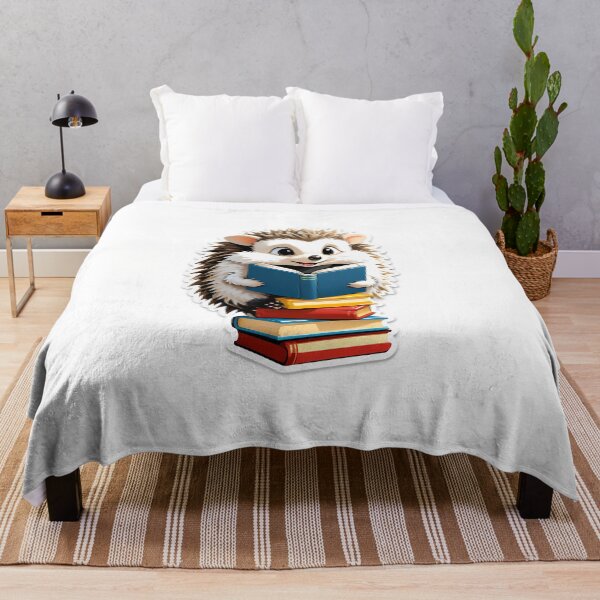 Item preview, Hedgehog sitting on a stack of books for book lover, reader, teacher librarian designed and sold by AnimalMenagerie.