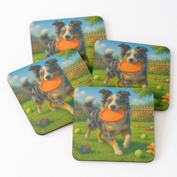 Item preview, Australian Shepherd Playing with Frisbee designed and sold by Pawprint Puzzle Studio.