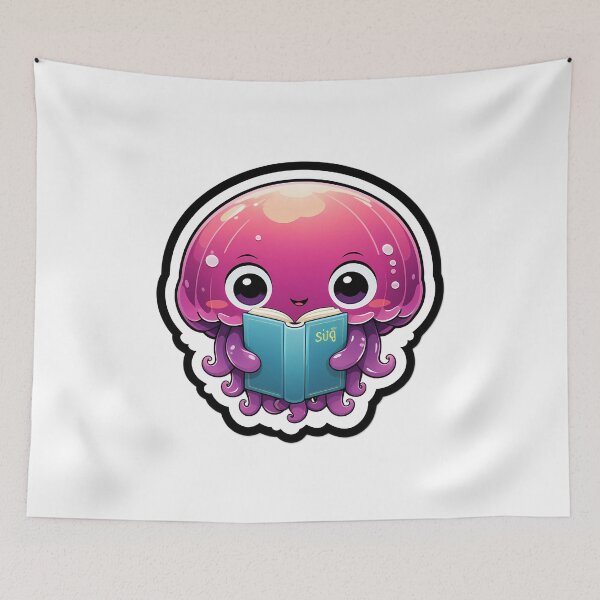 Item preview, Jellyfish reading a book for book lover, reader, teacher librarian designed and sold by AnimalMenagerie.