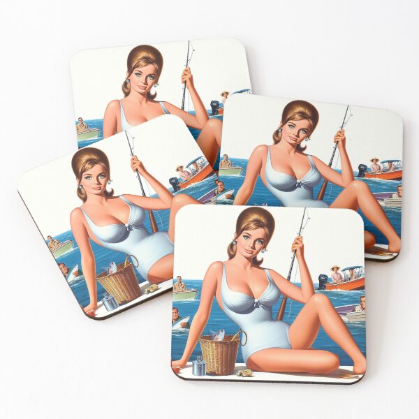 Item preview, Retro Fishing Girl designed and sold by PulpVintage.